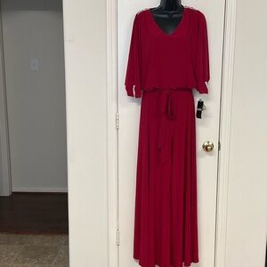 MSK Red Maxi Jumpsuit with Belt